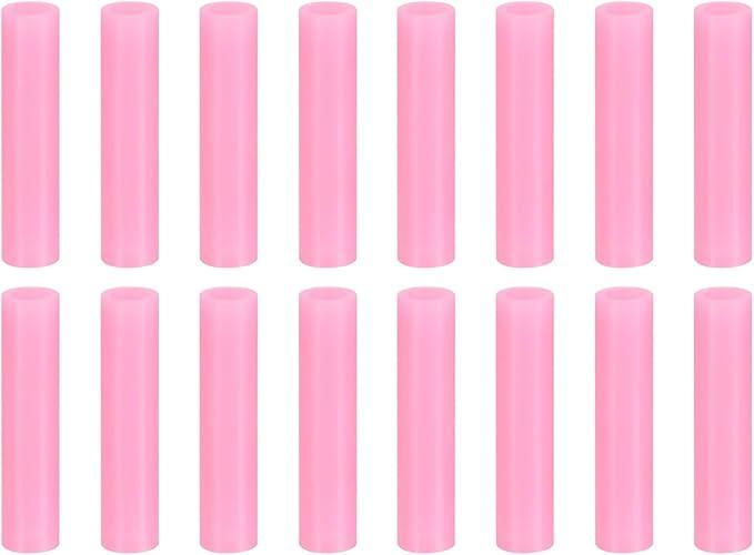 uxcell 16pcs Silicone Straw Tips, Metal Straw Covers, Soft Reusable Straws Tips Fit for 6mm/0.24" OD Stainless Steel Straws (Pink, 42mm Long）