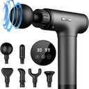 Gvber Massage Gun Deep Tissue, Handheld Percussion Back Massager for Athletes with 6 Attachments & 30 Speed (Grey)