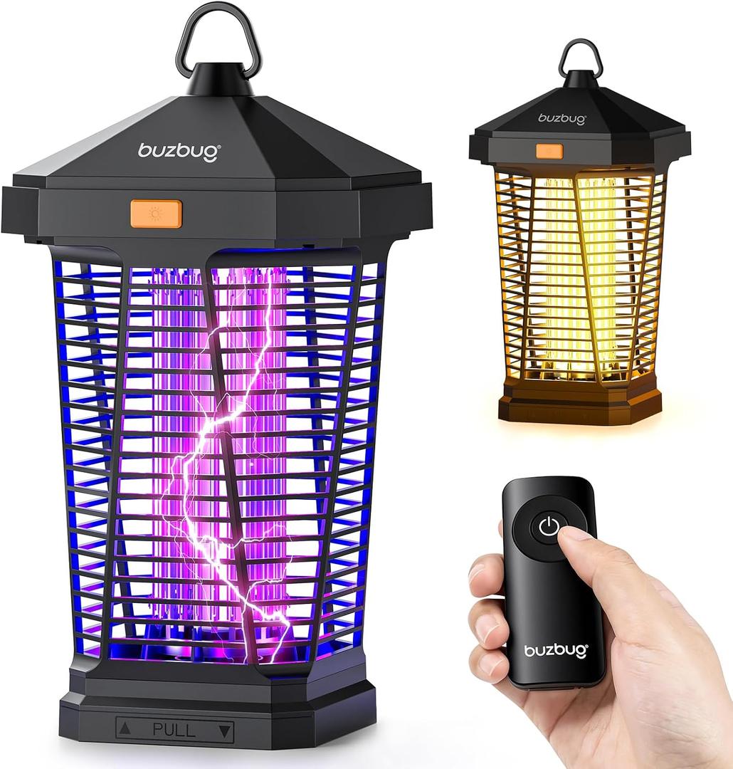 Buzbug 2-in-1 LED Bug Zapper Indoor Outdoor with Smart Control, Up to 50000H LED Bulbs, 3800V High Voltage Mosquito Killer, Electric Fly Zapper & Night Light, Fruit Fly Killer, MA-20
