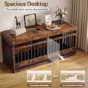 Homiflex 72" Double Dog Crate Furniture, Dog Crates for 2 Medium Dogs | Dog Cage TV Stand Side Table Wooden Indoor Dog Kennel with Removable Divider & Pull-Out Tray, Rustic Brown