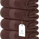 4 x White Classic Luxury Bath Towels Set of 4 Large - 700 GSM Cotton Ultra Soft Bath Towels 27x54 | Highly Absorbent and Quick Dry | Hotel Towels for Bathroom Luxury, Plush Shower Towels, Brown
