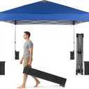 OLIXIS 10x10ft 1-Person Pop Up Canopy Tent, Heavy Duty One Push Setup Portable Outdoor Shelter for Beach Events Camping with Rolling Carry Bag, Navy Blue