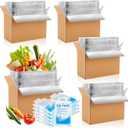 Honoson 4 Pcs Thermal Insulated Shipping Boxes for Frozen Food with Ice Pack and Aluminum Foil Liner for Shipping Big Cold Pack Cooler Mailing Boxes for Moving Hot Frozen Food (12'' X 5.5'' X 7.5'')