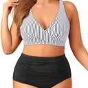 Holipick Two Piece Plus Size Swimsuits for Women High Waisted Bikini Tummy Control Bathing Suits Twist Front Swimwear, 22W