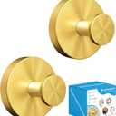 Suction Cup Hooks for Shower, Heavy Duty Towel Hooks for Walls No Damage, Suitable for Hanging Towels, Robes, Coats, Holds 15 lbs-2pack, Brushed Gold