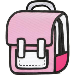 Cute Kids Cartoon Backpack for Boys and Girls, Toddler 2D Drawing Style Comic Fun weird School Pack Bag, Children Jump From Paper Anime Funny Kids Bookbag (pink), Standard