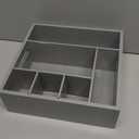 Wood Utensil Holder for Party, 6-Compartment Paper Plate Organizer with Handles, Wooden Silverware Caddy for Picnic, Camping, BBQ, Buffet, and Kitchen Countertop Organization, Gray