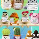 Lucky Box,4pcs Positive Crochet Giftset,Handmade Crochet Bulk,Cute Funny Emotional,Gifts for Crochet Lovers, Birthday Gifts for Women Men Friends Room Party Decor