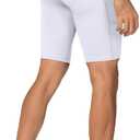 Men's Athletic Compression Shorts Spandex Running Workout Underwear Tight Shorts with Pockets Active Base Layer (White-3pc)