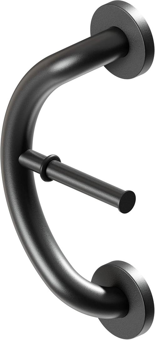 HealthCraft Plus Series Bathroom Grab Bar & Toilet Paper Holder (Matte Black)