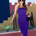 BEAGIMEG Women's Sexy Tank Top Bodycon Midi Party Dress (Purple, M)
