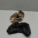 2Pcs Satin Bonnet for Sleeping, Silk Hair Bonnets, Soft Elastic Band Silk Sleep Cap, Silk Hair Wrap for Curly Hair (Black Leopard)