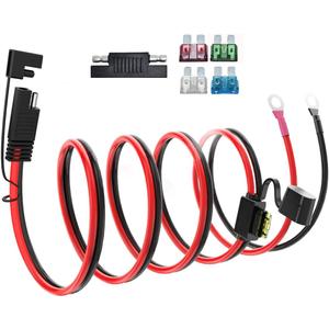 SAE Battery Connector, 10AWG SAE to O Ring Terminal Harness 2-Pin Quick Disconnect SAE Battery Cable for Motorcycle Car,with 10A 15A 20A 25A 30A Protection Fuse(20FT)