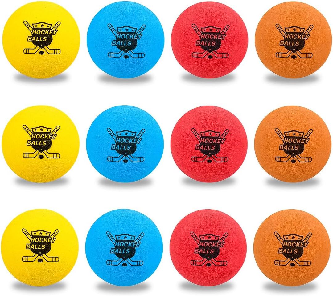 Pandahero 12-Pack Mini Knee Hockey Balls for Indoor Play Toys Gifts for Toddler Kids Boys Girls Soft Foam Balls for Floor Hockey & Mini Sticks