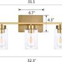5 Light Bathroom Vanity Light Fixtures, Brushed Brass Modern Wall Lights with Clear Glass Shade, Vintage Wall Sconce Lighting for Living Room, Mirror, Bedroom, Hallway (Gold, 5-Lights)