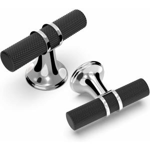 10 Pack Cabinet knurled Knobs Matte Black and Polished Chrome Kitchen Cabinet Knobs Aluminum and Zinc Alloy Drawer Pulls Solid Cabinet Hardware