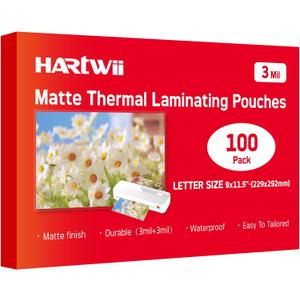 Matte Laminating Sheets 9 x 11.5 Inches, 3 Mil Thick, 100 Pack,Clear Anti-Glare 8.5 x 11 Matte Thermal Laminating Pouches for Letter Size (100)