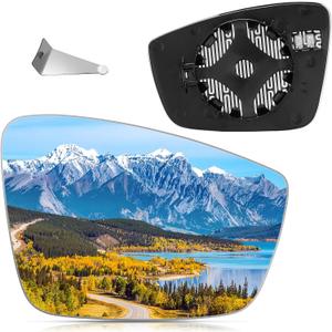 BDFHYK Passenger Side Heated Mirror Glass Compatible With 2012-2015 VW Passat Convex rear view mirror with backing plate 561857522A, 5C6857522A (Right)