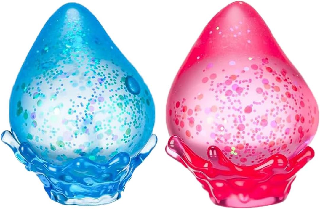 2 Packs Dream Squishy Drop Silicone Squishy Stress Ball for Adults & Kids - Sensory Fidget Toys for Autism, ADHD, Anxiety Relief - Squeeze Stress Relief Toys, Birthday Gifts (Blue & Pink)