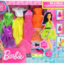 Barbie Be a Real Fashion Designer Neon Edition – DIY DressUp Craft Kit with Neon Fabrics & Accessories – Design Custom Outfits for Barbie Dolls – Gift for Creative Girls Ages 6+