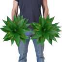 2 Pack Fake Agave Plants 18 Inch Large Artificial Succulents Realistic UV Resistant Faux Aesthetic Plants for Outdoor Decoration Tropical Plant Home Garden Front Porch Decor - 21Leaves, Dark Green