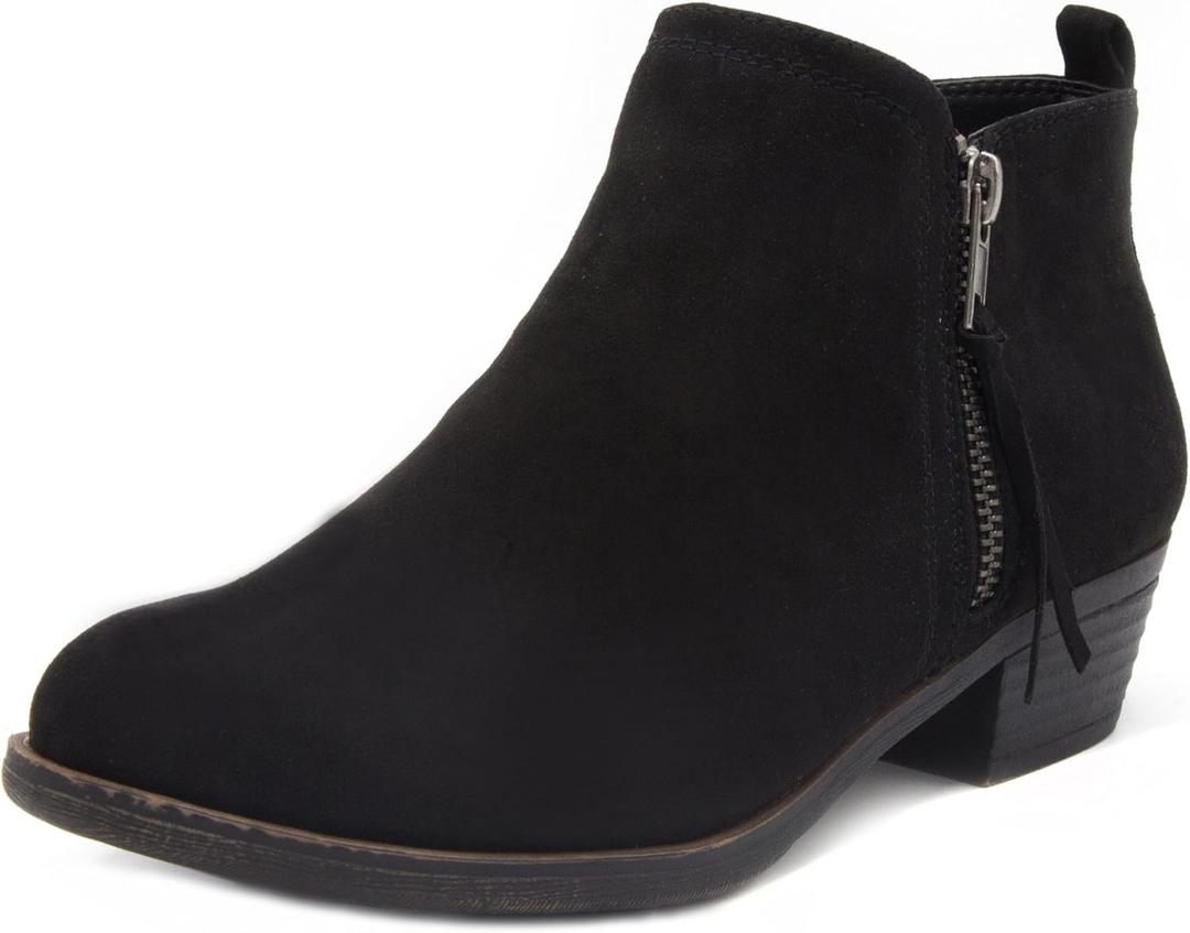 LONDON FOG Women's Tina Ankle Bootie (8.5 Wide, Black Fx Sde)