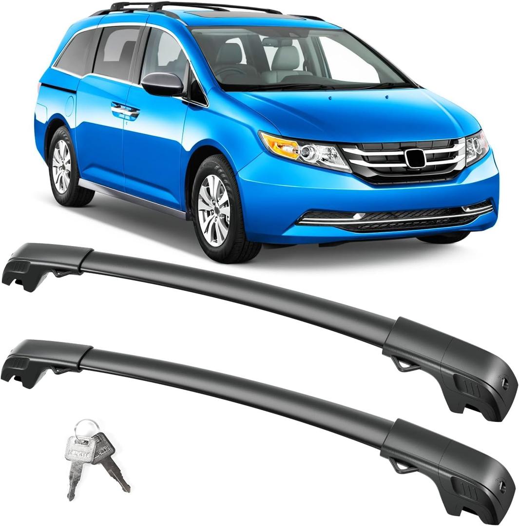 FengYu 300lb Lockable Roof Rack Cross Bars Compatible with Honda Odyssey 2011-2017 with Raised Side Rails, Heavy Duty Aluminum Roof Rails Crossbars Cargo Bars Canoe Rooftop Black Carrier Luggage