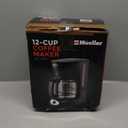 Mueller 12-Cup Drip Coffee Maker - Borosilicate Carafe, Auto-Off, Reusable Filter, Anti-Drip, Keep-Warm Function, Clear Water Level Window Coffee Machine, Kitchen Essentials & Accessories (Black)