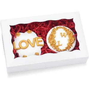 50 Pcs Cookie Boxes 7" x 4 3/8" x 1 1/2" Inch Bakery Boxes with Window Treat Box Dessert Box for Wedding Party Baby Shower Favors - White