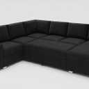 HONBAY Sectional Sleeper Sofa with Pull Out Bed U-Shape Sectional Couch with Storage Chaise 6 Seater Sleeper Sectional Sofa Bed, Velvet Black
