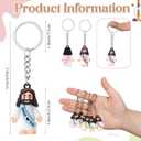 Sumind 48 Pcs Jesus Toys Figurine Christian Keychain Jesus Doll Religious Keychain Bulk Classic Christian Rings for Christ(Macaron Color,White Jesus Loves You)