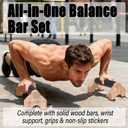 Solid Wood Parallettes Push Up Bars for Home & Gym, Durable Wooden Calisthenics Equipment with Non-Slip Grip, Full Body Strength & Balance Training