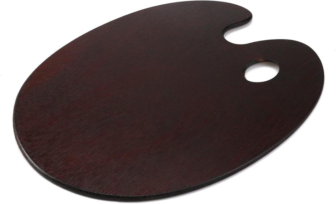 HEVSTIL Wooden Palette - Oval Oil Painting Palette with Gouache Color Seal
