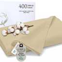 Royale Linen 400 Thread Count 100% American Grown Cotton Flat Sheet - Cooling Sheets - Twin Sheets - Luxury Sateen Weave - Twin Flat Sheet Sold Separately - Sand Flat Sheet Only (Twin, Moroccan Sand)