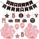 Tenare 53 Pcs Farewell Party Decorations Set We Will Miss You Banner Confetti Balloon Going Away Party Hanging Swirls Decor Kit for Retirement Farewell Going Away Job Change Parties(Black and Pink)