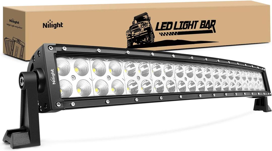 Nilight - 70015C-A LED Light Bar 22Inch 120W Curved Spot Flood Combo LED Driving Lamp Off Road Lights LED Work Light for Trucks Boat Jeep Lamp