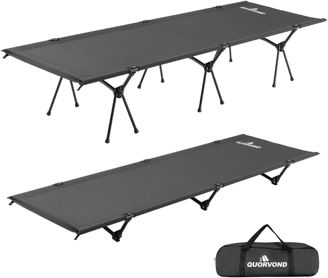 Adjustable Camping Cot for Adults – Ultralight Folding Bed, Heavy Duty 330lbs, Portable Outdoor Backpacking Cot for Camping, Hiking, Travel, Tent, Beach, Truck, Office Nap, Black
