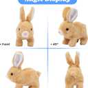 Hopearl Hopping Rabbit Interactive Electronic Pet Plush Bunny Toy with Sounds and Movements Animated Walking Wiggle Ears Twitch Nose Gift for Toddlers Birthday, Brown, 7''