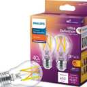 Philips LED 40W A15 2-Pack Ultra Definition Soft White (2700K) 450 Lumen (5W = 40W) Dimmable Clear Flicker-Free Light Bulbs