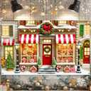 Merry Christmas Candy House Backdrop Banner 71x43 Inch Winter Holiday Storefront Scene with Gingerbread Window Display Large Christmas Decoration for Party Wall Indoor Use