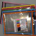 10Sets Reusable Dry Erase Pockets Transparent PVC Sewing Bags for School Accessories Includes Standard Bags and Pens for Worksheets and Templates