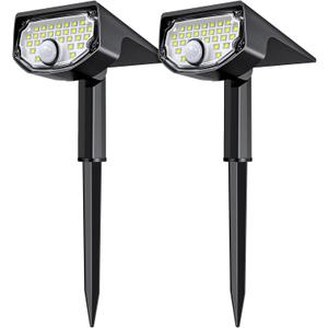AloftSun Solar Motion Sensor Outdoor Lights,Waterproof Motion Sensor Spot Lights- 30 LED/3 Modes Solar Powered Spotlights,Landscape Lighting for Yard and Garden, Cool White,2 Pack