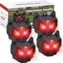 X-PEST Solar Nocturnal Animal Repeller with Red LED Flashing Lights Effective Coyote, Raccoon, Skunk, Deer & Hawk Deterrent Waterproof Predator Lights for Yards, Gardens & Chicken Coops, 4 Pack