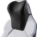 BABUR Car Headrest Pillow | Ergonomic Memory Foam Neck Shoulder Support Pillow with Adjustable Design & Enlarged Surface | Pain Relief for Driving Travel Sleeping | Black 1 Pack