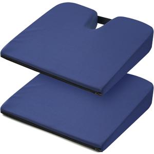 2 Pcs Wedge Seat Cushion for Coccyx 15" Gradual Slope Sciatica Tailbone Cushion with Washable Cover Soft Foam Pad for Pain Relief Driving Office Chairs Recliner Wheelchair, Blue