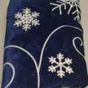 XAMSHOR Blue Christmas Tree Skirt 48 Inches Snow Sequin Embroidery with White Trim Border Decor for Xmas Holiday Party Ornaments