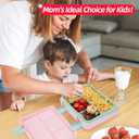 2 x QCQHDU Bento lunch Box for Kids-4 Compartment1300ml Heated Lunch Containers for AdultsSchool,Work,Picnics with Sauce Vontainers,Microwave & Dishwasher & Freezer Safe,BPA-Free(Castle) (Strawberry)