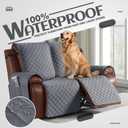 KinCam Waterproof Loveseat Recliner Cover, Non-Slip Reclining Couch Covers for 2 Seat, Recliner Sofa Cover Furniture Protector with Elastic Straps for Kids, Pets, Dark Gray