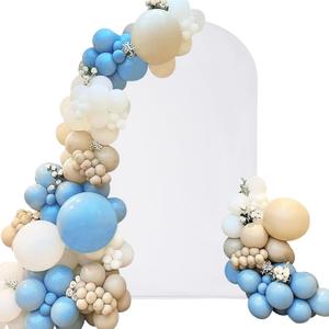 Spandex Fitted Wedding Arch Cover 7.2FT White, Round Top Chiara Backdrop Stand for Birthday Party Baby Shower Banquet Decoration (White, 7.2FT)