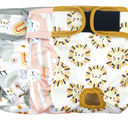 Washable Female Dog Diapers (3 Pack) - Doggie Reusable Small Medium Large Dog Diapers for Doggy Puppy Female in Period - Highly Absorbent Dog Heat Panties (Medium, Rabbit, Owl, Lion)